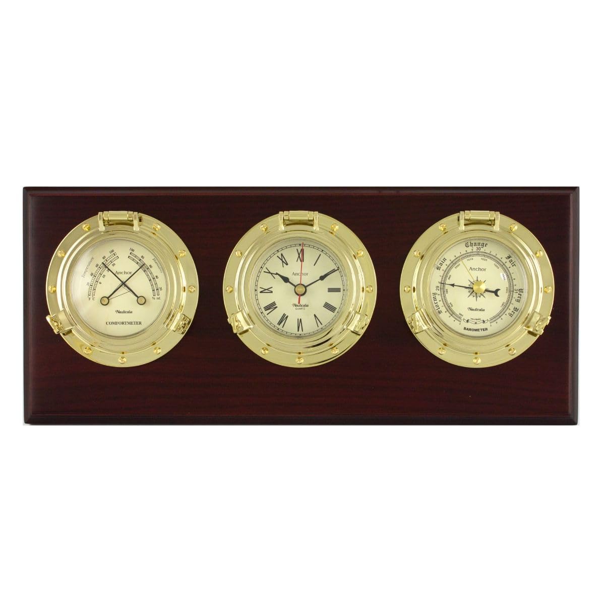 Nauticalia Anchor Porthole Clock/Barometer/Thermometer/Hygrometer Set