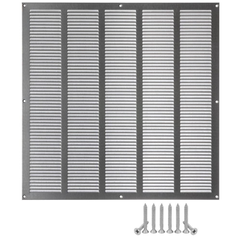 LIRAST 500x500mm Vent Cover Galvanised Steel - 20x20 inch Wall Vent Cover with Insect Mesh - Ceiling Soffit Vents - External Vent Cover - Metal Ventilation Grilles - Air Vent Covers for Walls