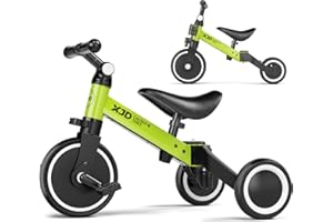 ﻿XJD 5 in 1 Toddler Bike, Tricycle for Toddlers 1-3 with Adjustable Seat Height, Removable Pedals, Ideal Balance Bike Birthday Gifts and Toys for Boys and Girls