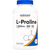 Nutricost L-Proline 1000mg, 180 Capsules, 90 Servings, 500mg Per Capsule | Gluten-Free, GMO-Free