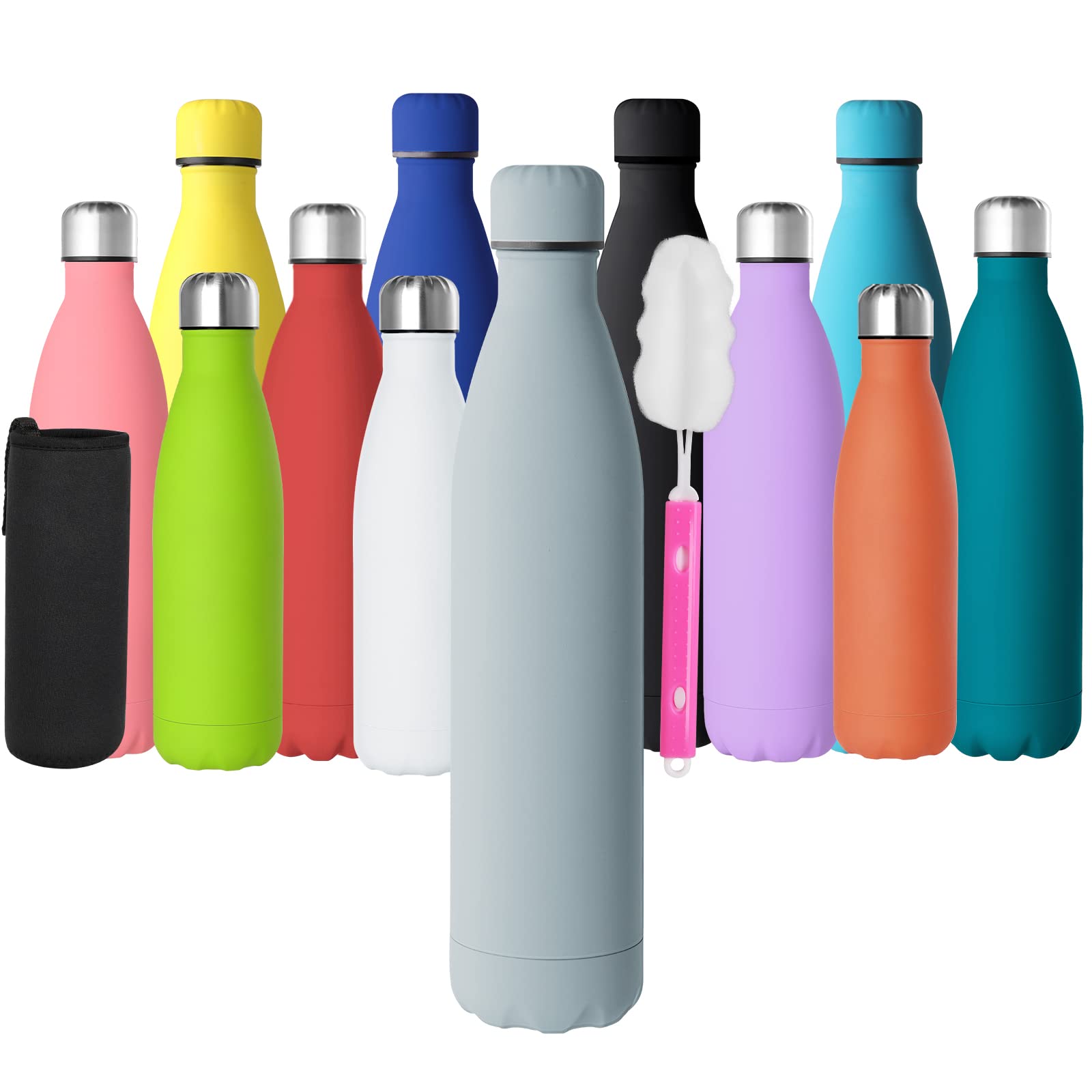 GeeRic Stainless Steel Water Bottle 1 Litre, Double-Walled Vacuum Insulated Metal Water Bottle 12 Hours Hot & 24 Hours Cold Drinks Cycling Bottles for Outdoor Sports Hiking Running 1000ml Gray