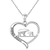 DAOCHONG Sterling Silver For Mom Necklace Mothers Day Gift Mama Bear Pendant Necklace or Bracelet for Mum