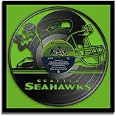 Sporticulture Football Wall Art Framed Vinyl Record Decor Print - 13X13 NFL Football Posters For Boys Bedroom & Decorations for Man Cave - Seattle Seahawks