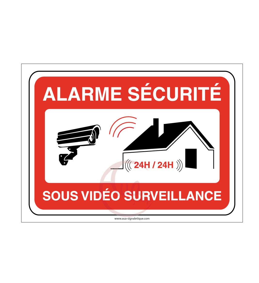 AUA SIGNALETIQUE - Autocollant Alarme sécurité sous vidéo Surveillance 24h/24 PROPRIÉTÉ PRIVÉE - 600x420 mm, Vinyl adhésif