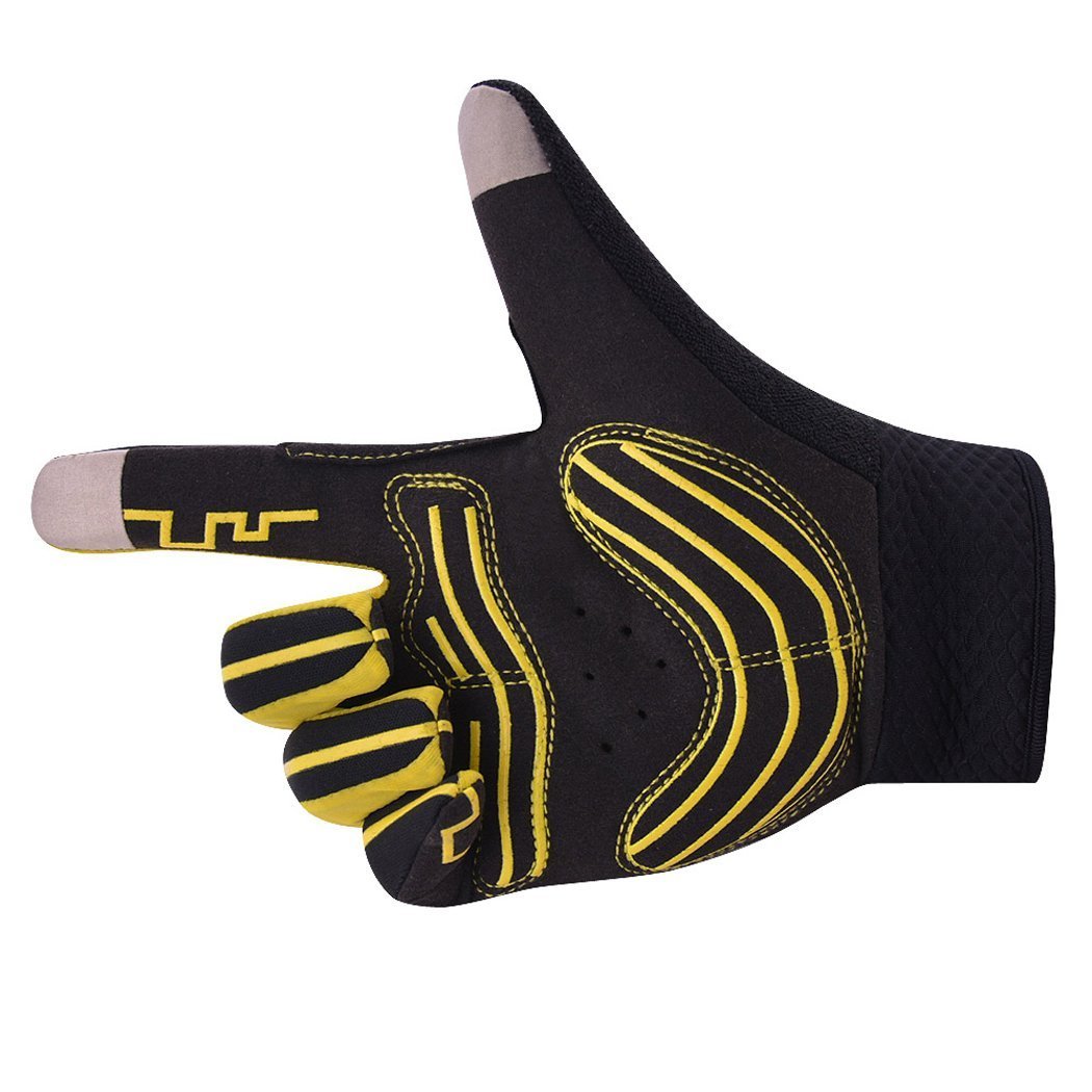 MOACC Cycling Gloves Shock-absorbing Gel pad Breathable Anti-slip Wearable Abrasion Full Finger Moutain Bike Road Racing Bicycle (L)