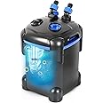 AMOSIJOY 172GPH Canister Filter, Ultra-Quiet External Aquarium Filter with Free Media for Large Fish Tanks and Aquariums (172GPH)