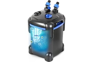 AMOSIJOY 172GPH Canister Filter, Ultra-Quiet External Aquarium Filter with Free Media for Large Fish Tanks and Aquariums (172GPH)