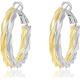 Surrounded Forest Two-Tone Dangle Earrings Tear drop Earrings Gold And Silver Front Back 2 in 0 Stud Earrings