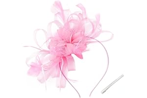 WATAME Women's Fascinators Feathers Mesh Ribbons Tea Party Hats with Headband and Clip Fascinator Hat