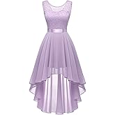 BeryLove Sequin Wedding Guest Formal Cocktail Dresses Prom Party Lace High Low Bridesmaid Elegant Dress