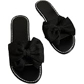 GORGLITTER Women's Bow Sandals Dressy Wedding Open Toe Slip On Slide Sandals Summer Vacation Cute Comfortable Shoes