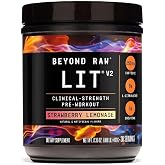 BEYOND RAW GNC LIT V2 Pre Workout Powder, Strawberry Lemonade, 30 Servings | Delivers Caffeine, Beta-Alanine, Creatine Monohydrate, and L-Citrulline to Support Energy, Muscle Pumps, and Hydration