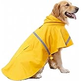 HAPEE Dog Raincoats with Reflective Strip Hoodie,Poncho Jacket for Large Dogs fit Golden Retriever Doodle (A1-Yellow, 20B (30-55 lbs))