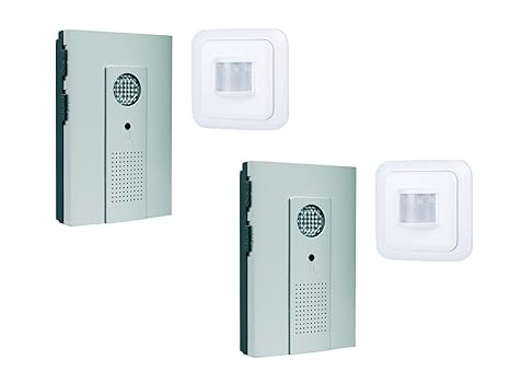 Byron 2er-Set Funk-Durchgangsmelder Lichtschranke - 4 Melodien, einstellb. Lautstärke; B33