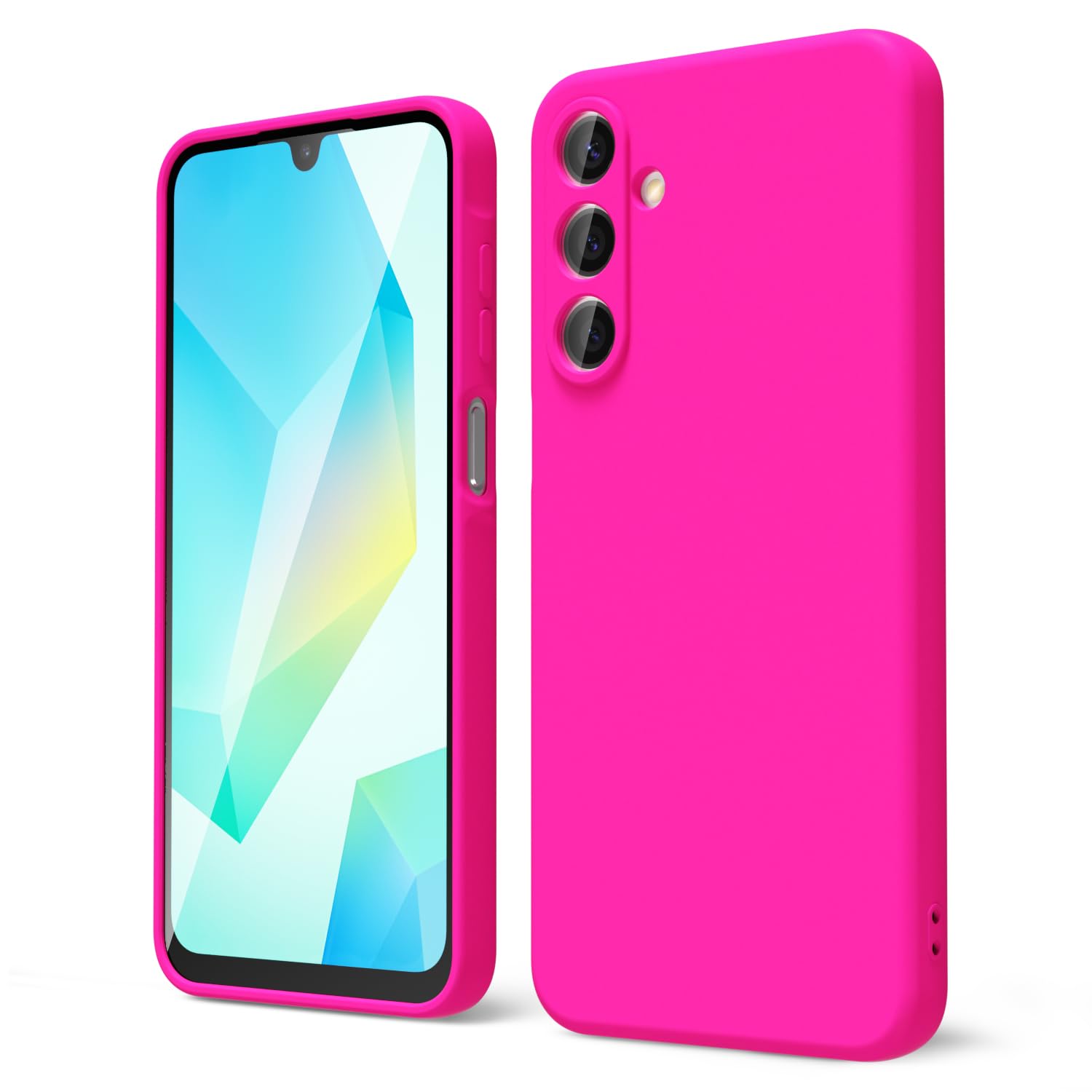 Photo 1 of oakxco for Samsung Galaxy A16 5G Case Silicone, Thin Slim Grip Soft Rubber Gel Protective Phone Case for Women, Matte Plain Bright Color Aesthetic Cute Girly Case with Camera Cover, Neon Hot Pink