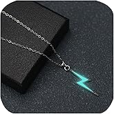 ZDIFDIC Luminous Glow In The Dark Pendant Necklace Lightning Bolt Necklace Thunder Minimalist Vintage Antique Stainless Steel Locomotive Street Punk Hip Hop Pendant Necklace for Men Women