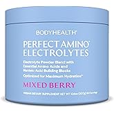 BodyHealth PerfectAmino Electrolytes Powder No Sugar, Keto Sugar Free Fasting Electrolytes Drink Mix, Hydration Powder with Trace Minerals - Mixed Berry - 60 Servings