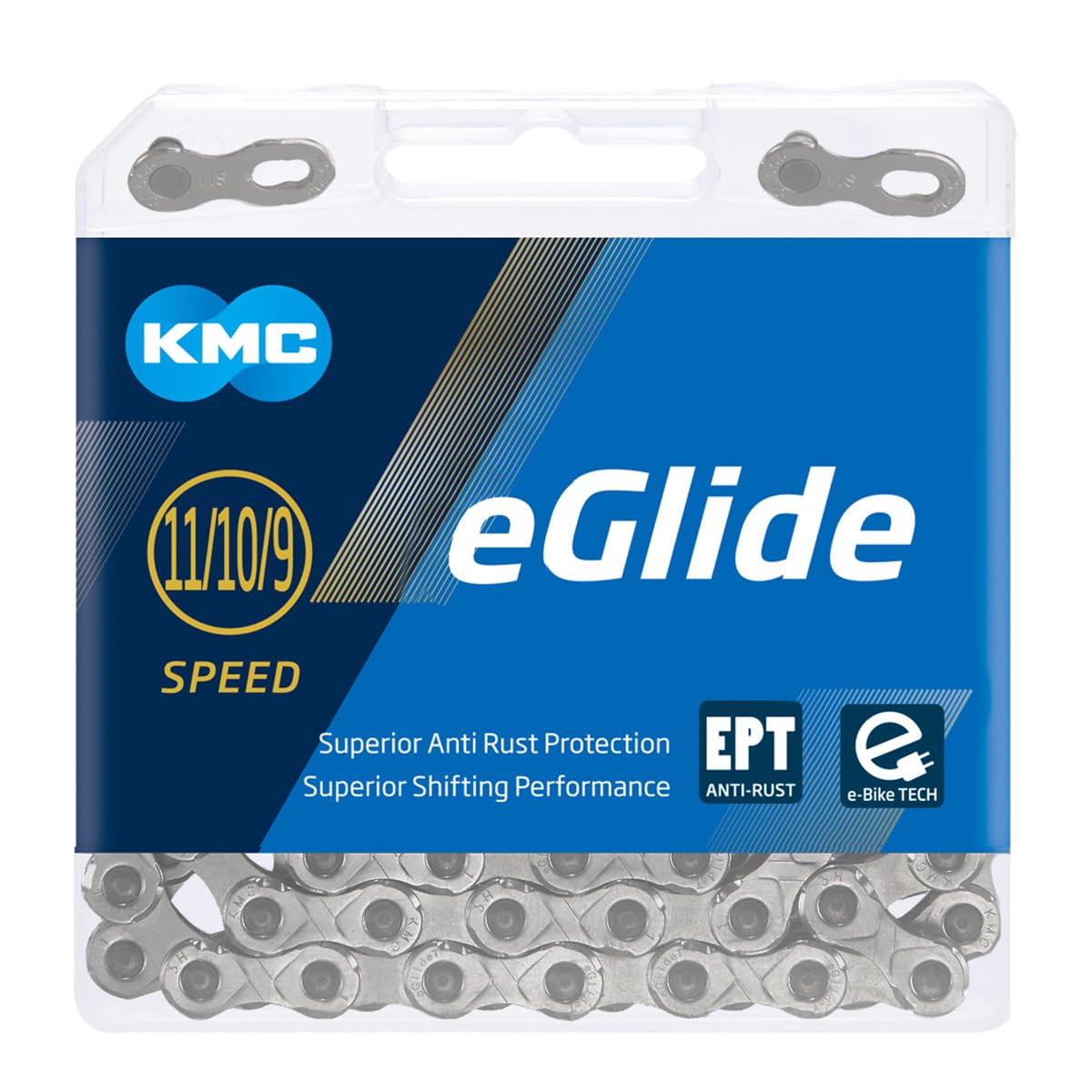 KMC eGlide EPT 9, 10 & 11 Speed Chain, Dark Silver, 118 Link