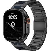 FiNESTONE Grade 5 Titanium Watch Band for Apple Watch Ultra 4/3/2/1 49mm &amp; Series 12/11/10 46mm - 22mm Wide-Body Apple Watch Ultra Band with Scratch Resistant DLC Coating for men - QT-X009 Luxury Series