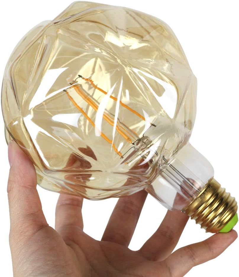 Tianfan LED Bulbs Vintage 4W Warm White 2500Kelvin Big Globe Crystal Led Bulb 220/240V Edison Screw E27 Base Specialty Decorative Light Bulb G125 (Lotus) - Image 5