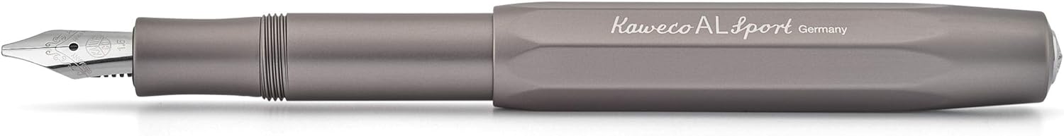 Kaweco AL SPORT Fountain Pen Anthracite I Premium Fountain Pen for Ink Cartridges 13 cm I Nib: F (Fine), Gray