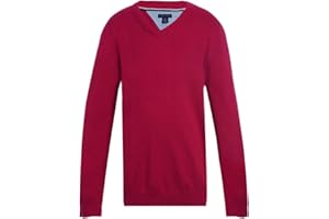 Tommy Hilfiger Boys Long Sleeve Ribbed V-Neck Pullover Sweater, School Uniforms