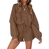 MEROKEETY 2026 Spring Lounge Sets for Women Oversized Batwing Sleeve Casual Top and Shorts 2 Piece Outfits Sweat Set