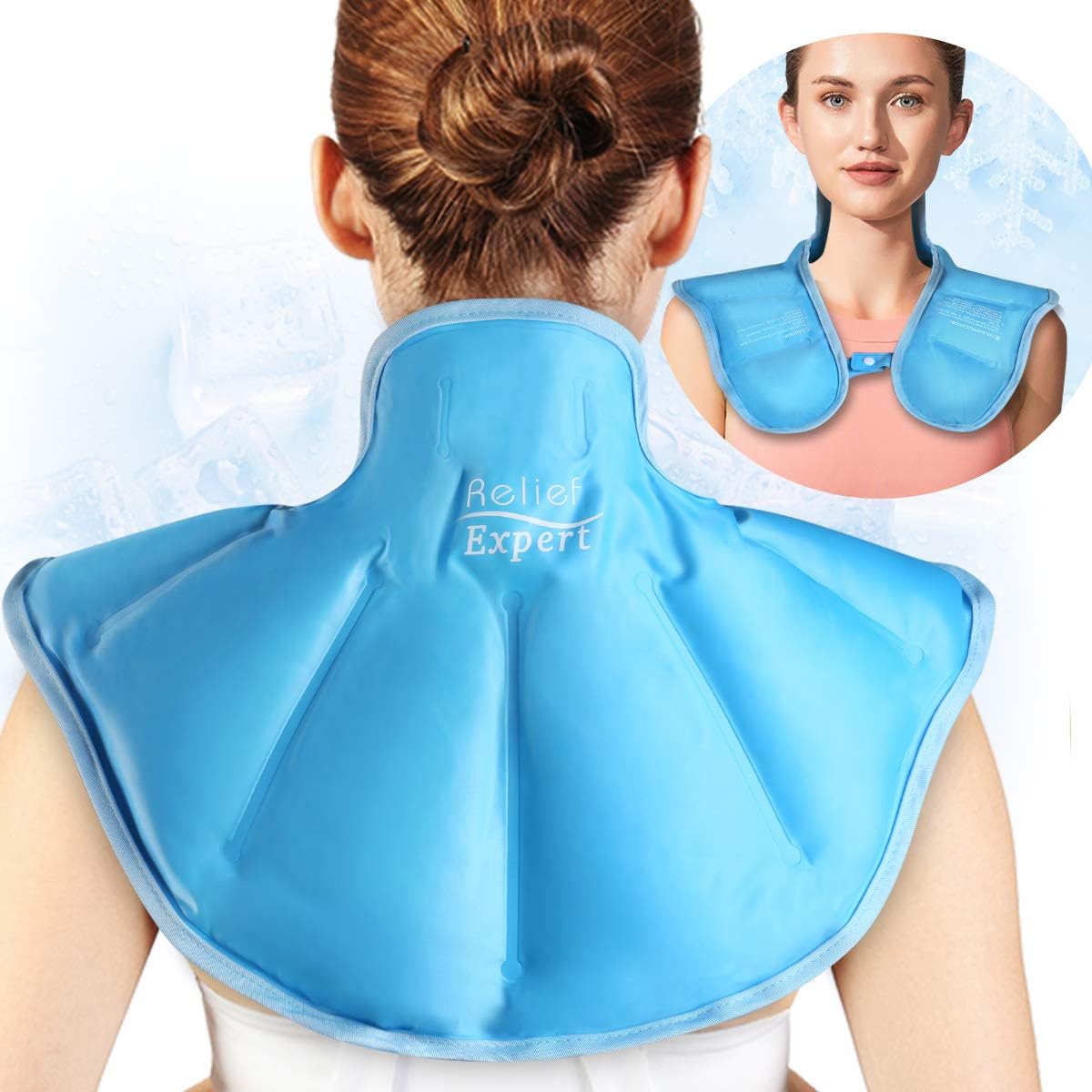 Relief Expert Large Neck Shoulder Ice Pack for Injuries Reusable Gel Cold Pack Wrap for Upper Back Pain Relief Cold Compress Therapy for Swelling, Bruises, Surgery: Health & Personal Care