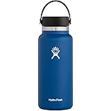 Hydro Flask Water Bottle - Stainless Steel & Vacuum Insulated - Wide Mouth 2.0 with Leak Proof Flex Cap - 32 oz, Cobalt