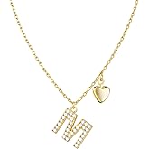 UHIBROS Initial Necklaces for Women, Zirconia Tiny Heart Letter Pendant, Trendy Cute Personalized Monogram Name Necklace, A-Z Letter Dainty Choker, Jewelry for Wife Girlfriend