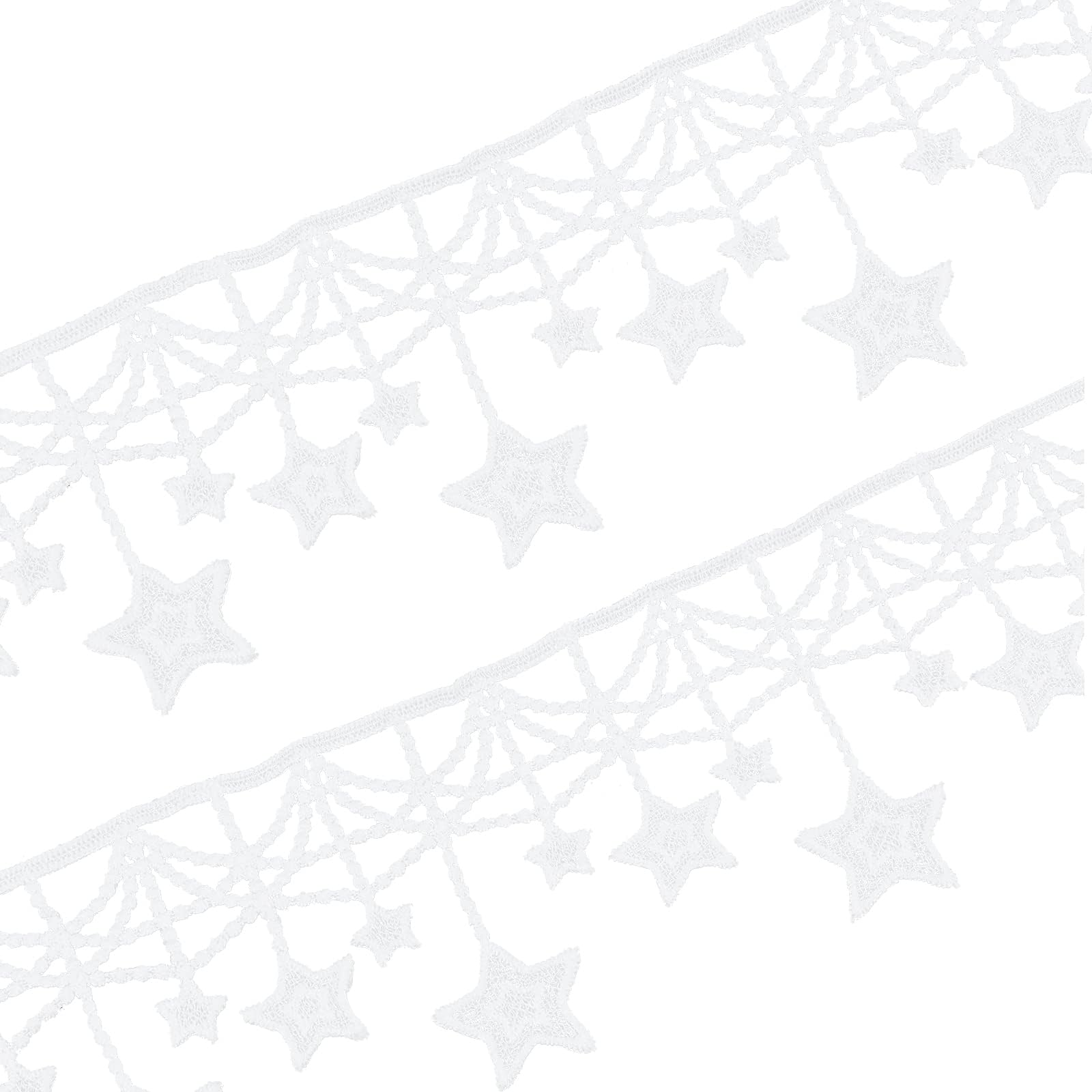 FINGERINSPIRE 7.5 Yards Lace Trim with Star Tassel Ribbon White Sewing Fringe Trim Crafts Decorative Trim DIY Sewing Craft Lace Trim for Wedding Bridal Dress Party Clothes Decoration