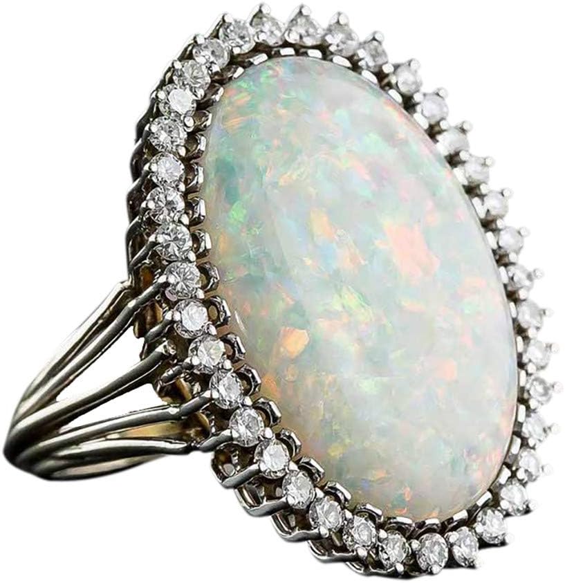 Goddesslili Large Stone Diamond Rings for Women Ladies Girlfriend, Oval Inlaid Vintage Retro Wedding Engagement Anniversary Luxury Jewelry Gift, 2019
