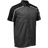 Milwaukee Motorcycle Clothing Co. Men’s Delco Gray/Black Mechanic Rider Ready Shirt w/Reflective Strip MDM11605