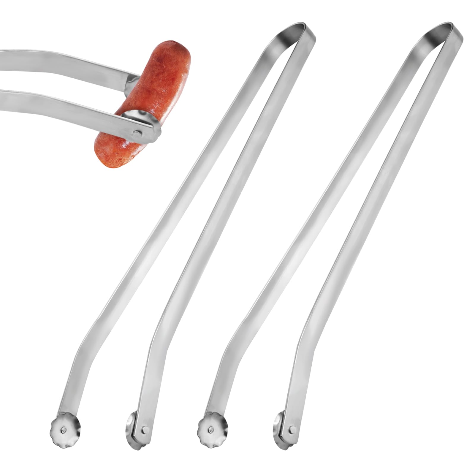 Pack of 2 Stainless Steel Barbecue Tongs, 39 cm BBQ Professional Barbecue Tongs, Meat Tongs with Wheels, Barbecue Tongs Stainless Steel Long for Cooking in the Kitchen, Picnics, Grilling when Turning