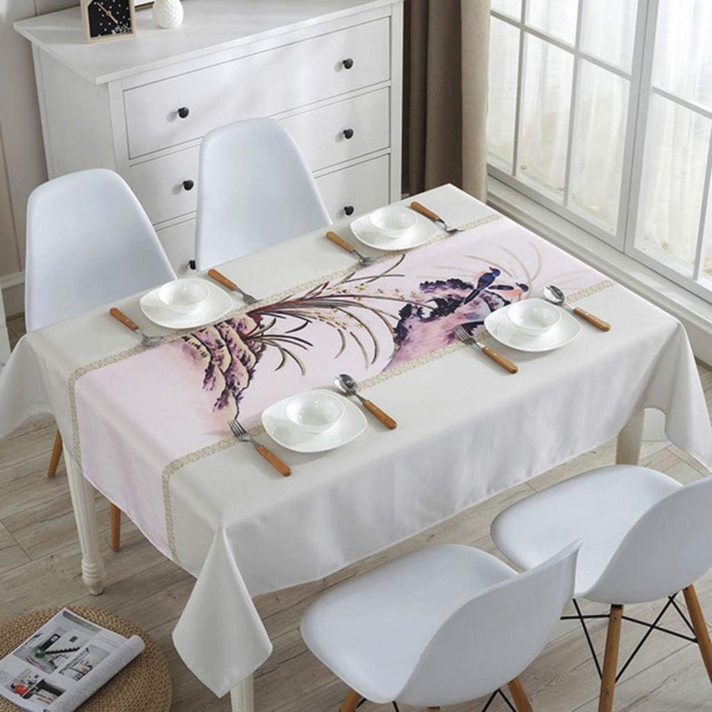 White Tablecloth Rectangular,Polyester Table Cloth Cover | 4 To 6 Seater Washable Cloths| For Home Hotel Cafe Dining Room Christmas Party (Color : B, Size : 130220CM)