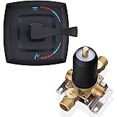 2 Way Shower Diverter Pressure Balance Mixing Valve with Single Handle Matte Black Shower Trim Kit, Dual-Function Shower Cont