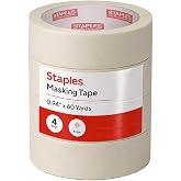 Staples Masking Tape, 0.94x60 Yards, 4-Pack, General Purpose | General-purpose tape for labeling, painting, and office projects.