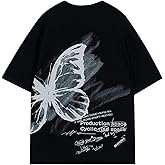 Vamtac Butterfly Graphic Tees Men Y2K Oversized Vintage T Shirts Loose Streetwear Short Sleeves Summer Tops