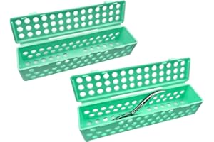 SENLIN DENTAL 1PC Dental Instruments Sterilizat Case, Plastic Autoclavale Cassette Case, Medical Surgical Instrument Disinfection Container Tray for Dental Spatulas, Forceps and Pliers (Green)