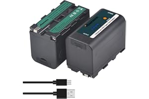Hisewen 2Pcs NP-F750 Rechargeable Battery with USB Charging Port fits for Sony NPF F960 F750 F550 F980 F930 F770 F970, NP-F Batteries for LED Video Light YN660 LED308