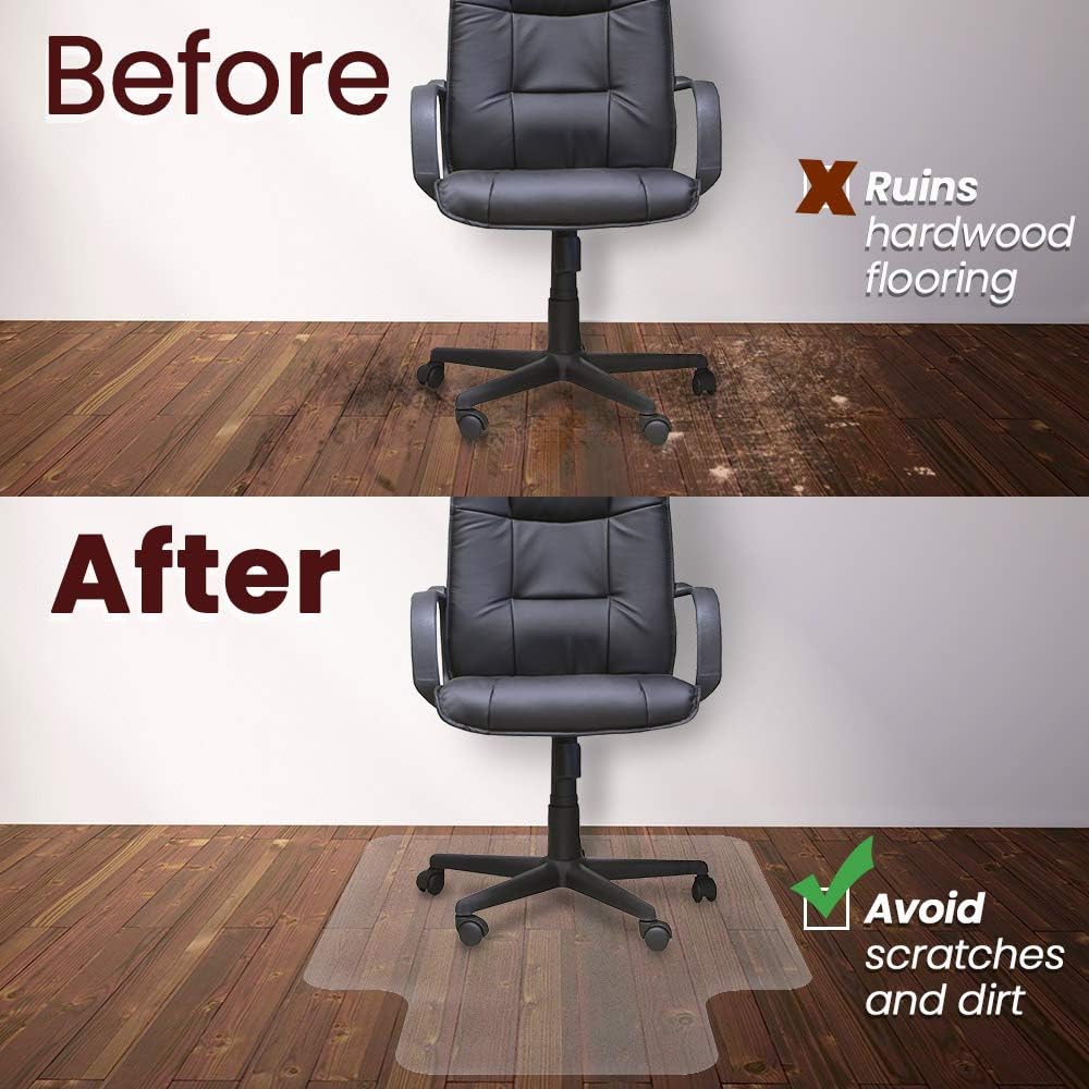 Office Chair Mat for Hardwood Floor,Crystal Clear Floor Protector with Lip,Non-Curve, 47" x 35": Kitchen & Dining
