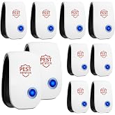 Electronic Ultrasonic Repellet,Plug-in Indoor Pest Deterrent Device for Mice, Rats, Ants, Roaches, Spiders &amp; Mosquitoes, Quiet Multi-Room Home Use &ndash; 10 Pack
