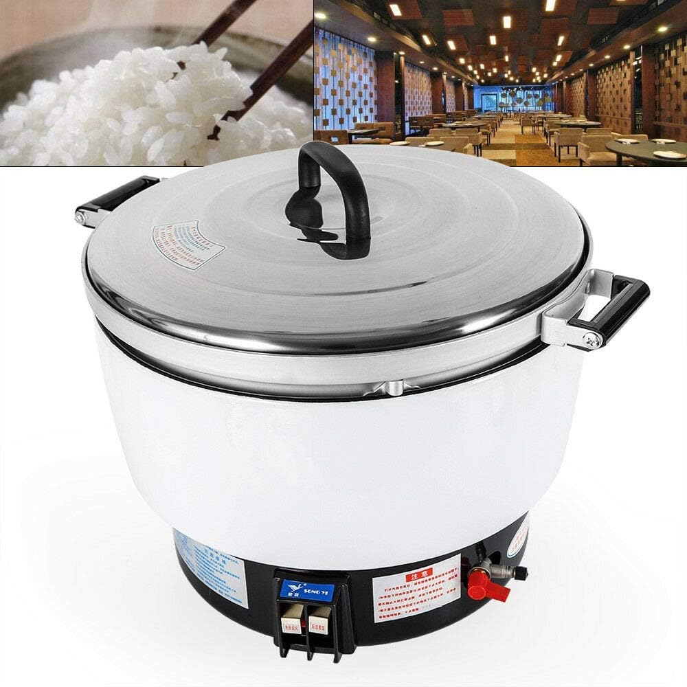 Commercial Rice Cooker 10L 50 Cup Large Capacity Pressure Ignition 2.8 Kpa 8000W Natural Gas Kitchen Pressure Rice Cooker for Restaurant Take Away Pub Hotel (US STOCK)