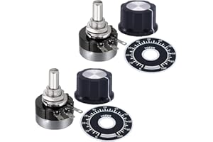 CenryKay 2PCS RV24YN20S B503 50K ohm Single Turn Carbon Film Rotary Taper Potentiometer with 2PCS A03 Knob and 2PCS Dials