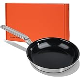 GLOBEHOME 10 Inch Ceramic Non Stick Frying Pans - 5 Ply Stainless Clad Nonstick Skillet, Toxic, PTFE & PFOA FREE, Professional Cookware for Induction, All Stoves and Oven up to 650°F