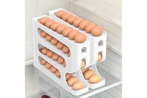 SPERINGEEN Automatic Rolling Down Egg Holder, 2 Pack Egg Organizer Storage for Refrigerator, Space Saving Container, Dispenser for Fridge - Only for "LARGE" Sized Eggs (Egg Roller Hold 56 Count)