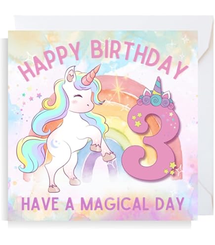 Unicorn Birthday Card With Stickers - Magical Day Greeting Card For Girls & Kids