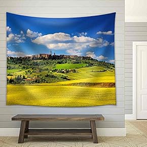 Tuscany Spring, Pienza Italian Medieval Village. Siena, Italy. - Fabric Wall Tapestry Home Decor - 51x60 inches