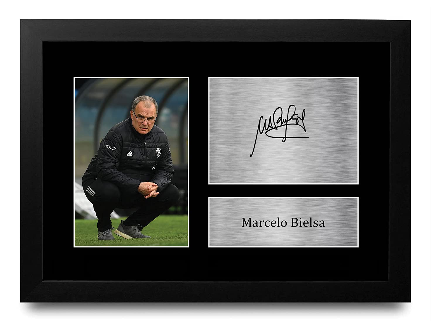 HWC Trading FR A4 Marcelo Bielsa Leeds United Gifts Printed Signed Autograph Picture for Football Fans and Supporters - A4 Framed