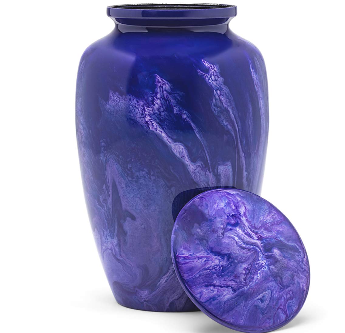 Eternal Harmony Cremation Urn for Human Ashes | Memorial Urn Handcrafted with Elegant Finishes - Large Size with Velvet Bag (Purple Milo)